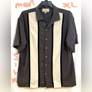 Men's Gray and Cream Silk Shirt